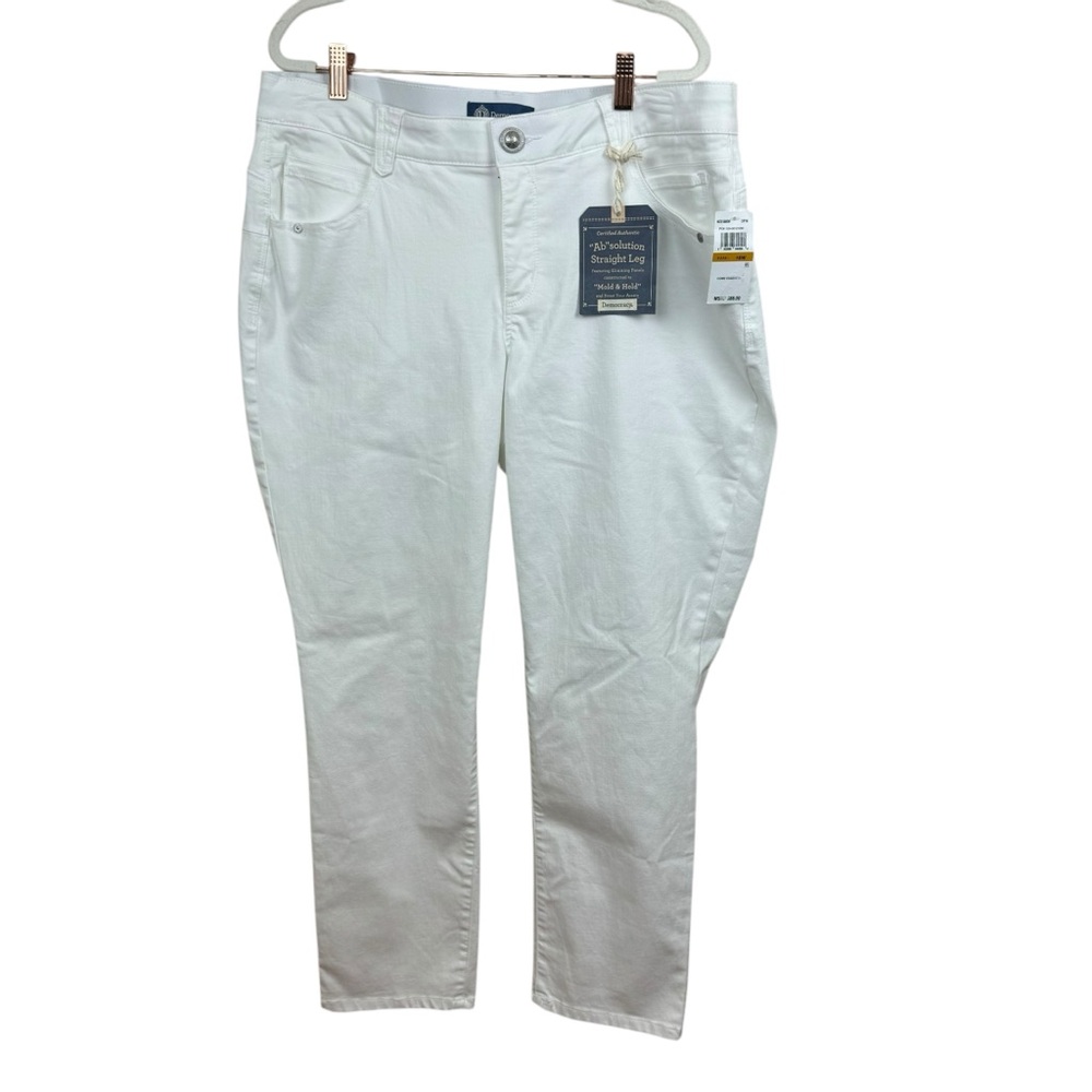 Democracy Ab solution straight leg stretch white mid rise jeans size 16W